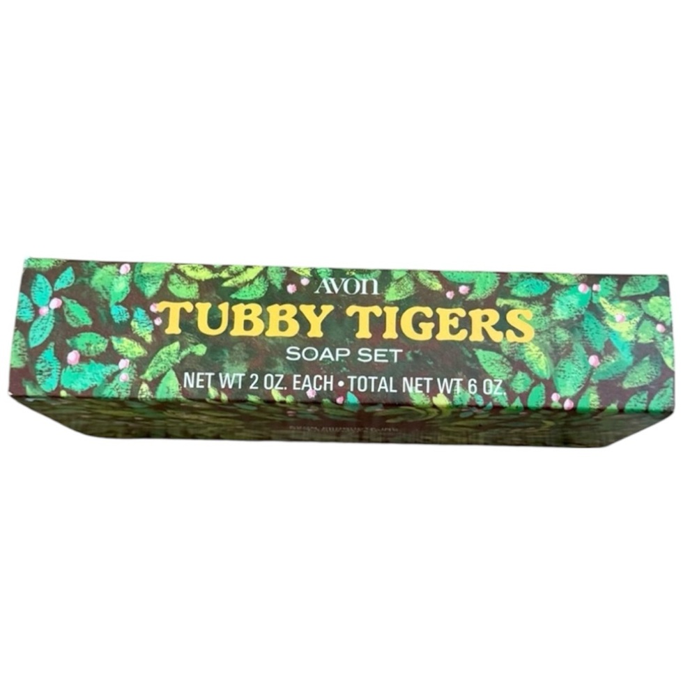 Avon Tubby Tigers Soap Set Jungle Animal Shaped Soaps Original Box Collectible